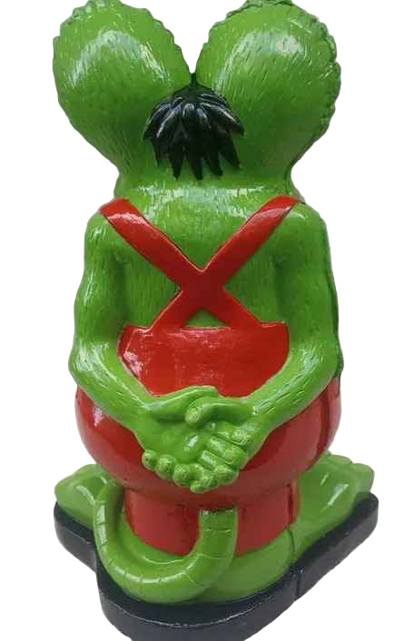 Hand painted cement Rat Fink