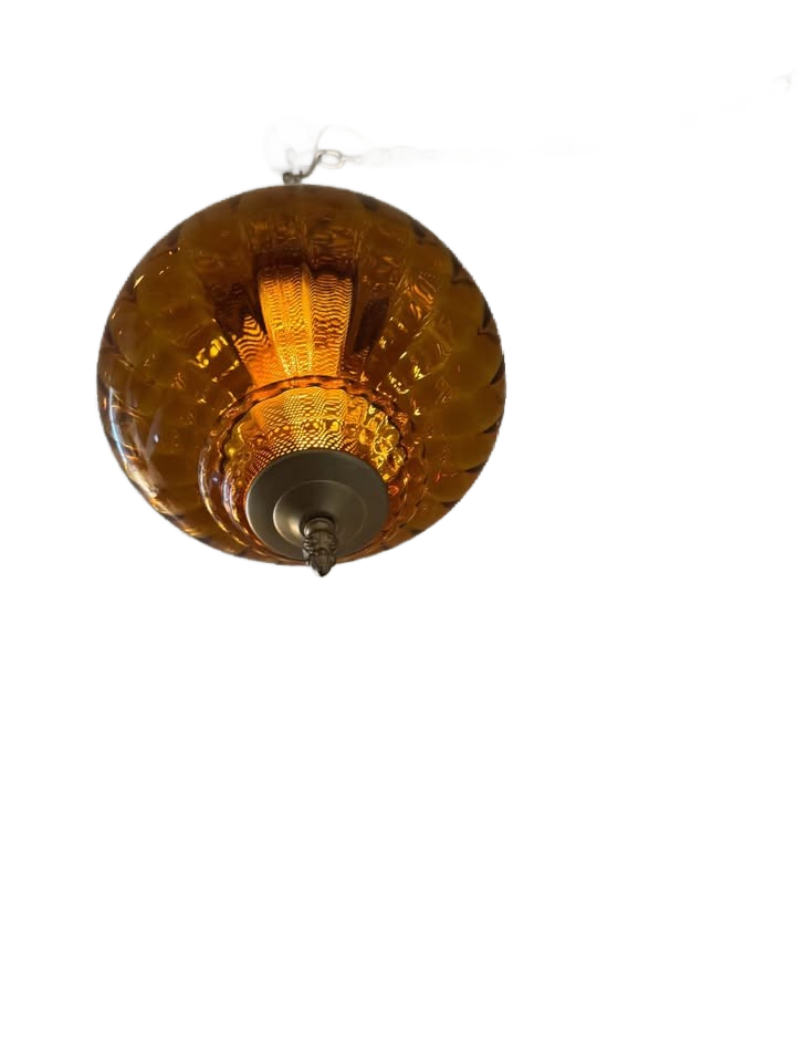 Amber glass swag lamp