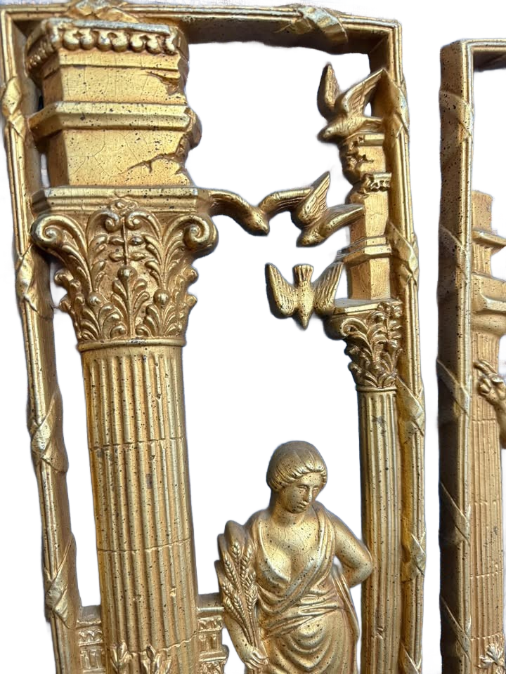 VINTAGE TWO AMERICAN GILT PLASTIC BURWOOD PRODUCTS PANELS