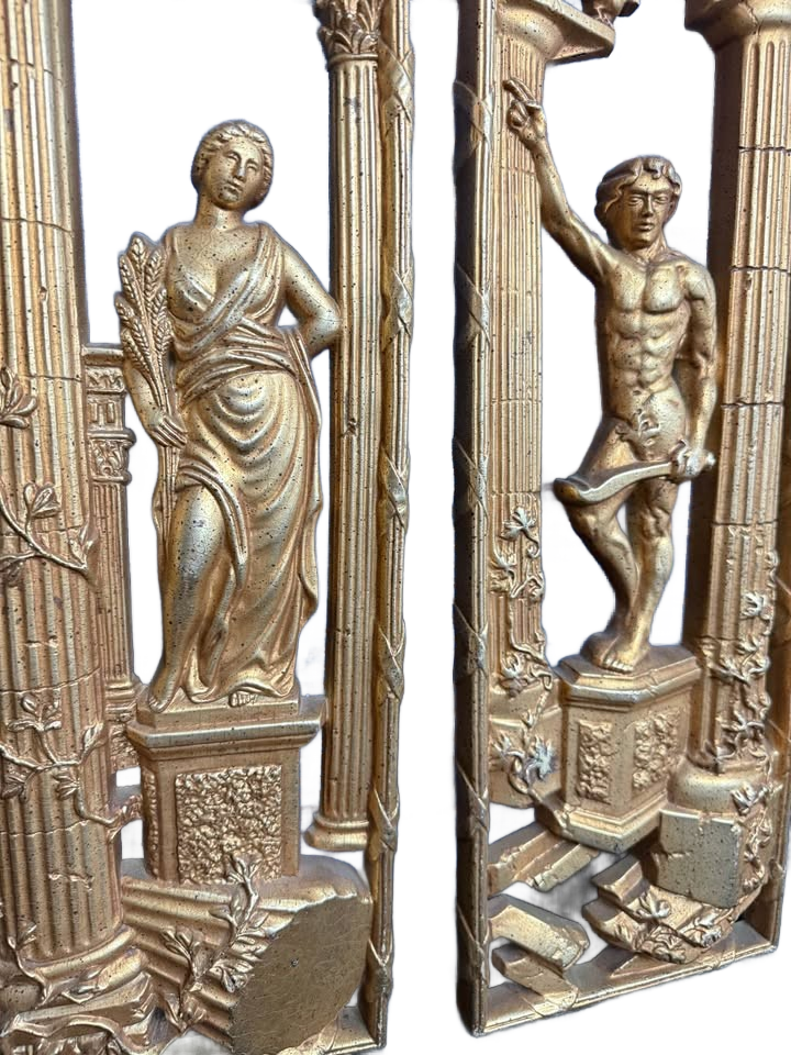 VINTAGE TWO AMERICAN GILT PLASTIC BURWOOD PRODUCTS PANELS