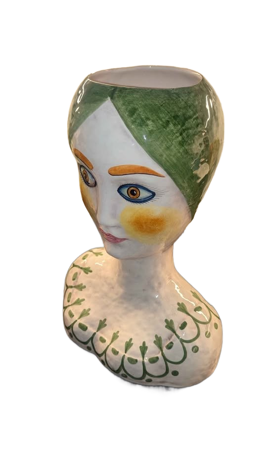 Rare vintage MCM Horchow Italian ceramic bust of a woman vase in pristine condition.