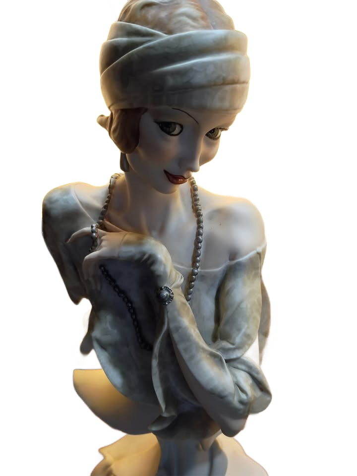 G Armani pair lamps art nouveau lady figures