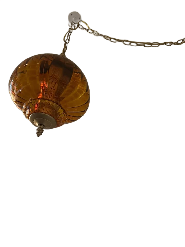 Amber glass swag lamp