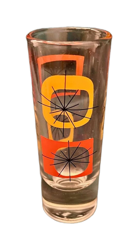 MCM Orange and Yellow Atomic Design Shot Glass Shooter