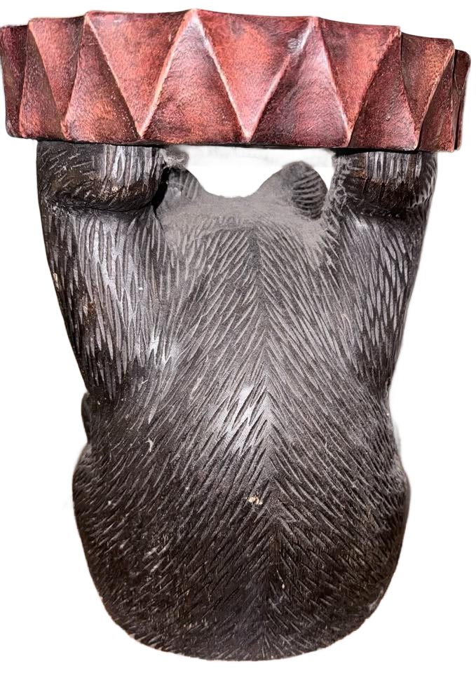 Hand Carved Wood Bear Accent Table
