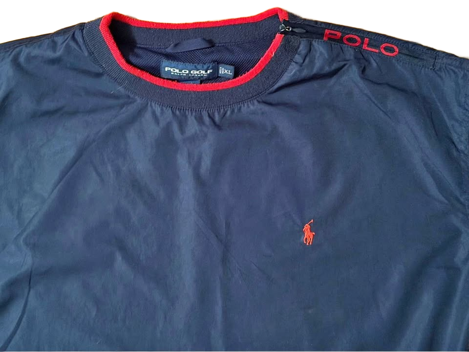 Polo by Ralph Lauren golf men’s vintage navy/red pullover, windbreaker jacket size XL
