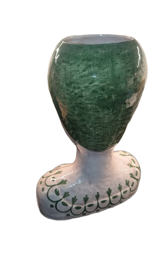 Rare vintage MCM Horchow Italian ceramic bust of a woman vase in pristine condition.