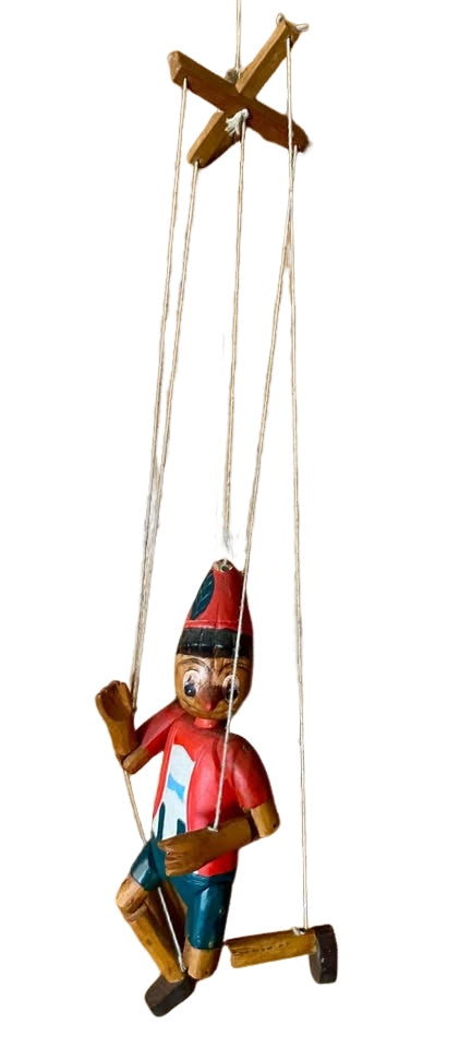 Antique Pinocchio Marionette 14” hand carved and painted original Disney Geppetto vintage