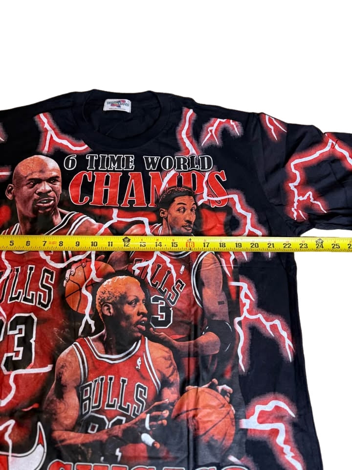 Chicago Bulls Custom Bootleg Screen Printed Shirt Michael Jordan Pippen Size XL