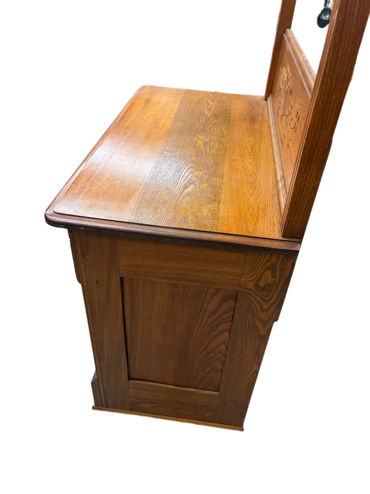 Old Vintage Antique Spoon-carved Wash Stand w/Towel Bar & Porcelain Casters