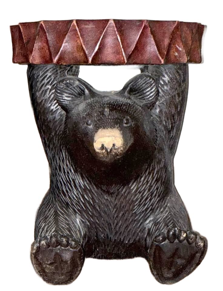 Hand Carved Wood Bear Accent Table
