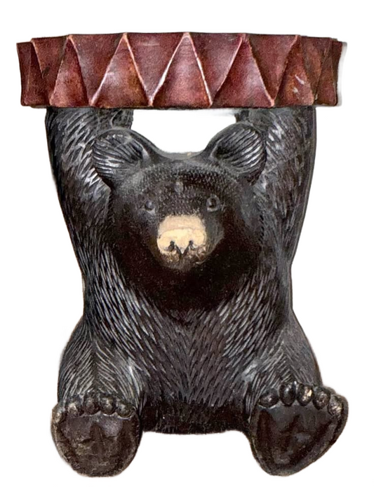 Hand Carved Wood Bear Accent Table