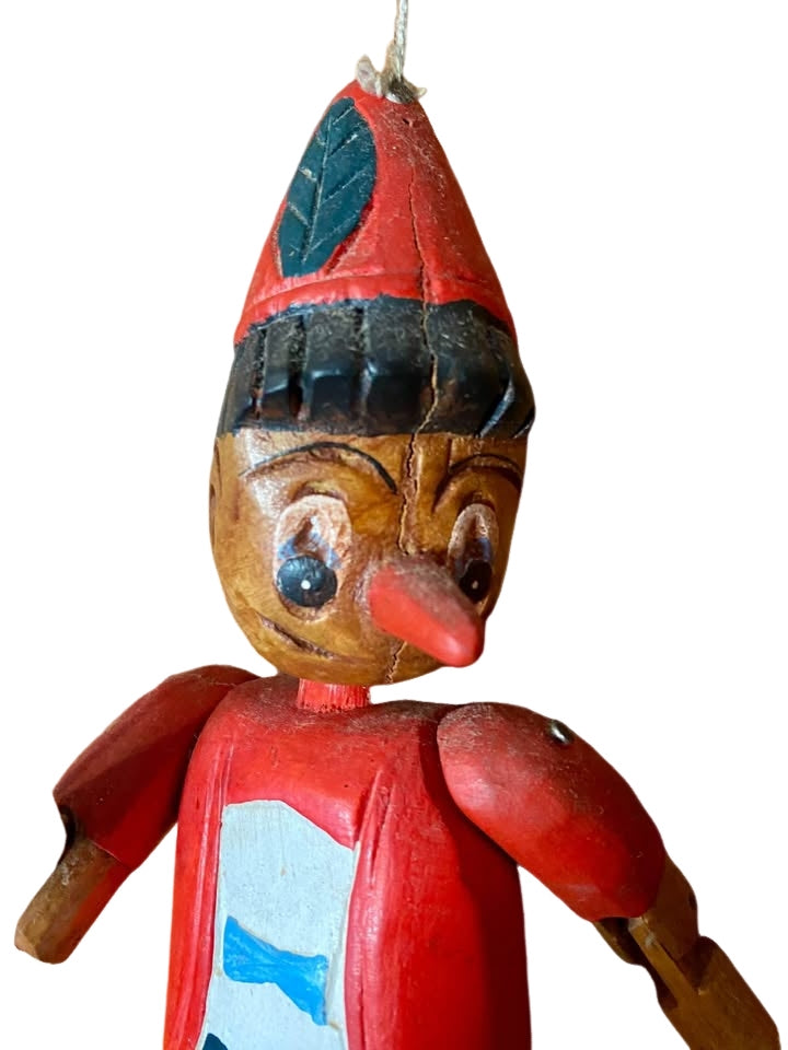Antique Pinocchio Marionette 14” hand carved and painted original Disney Geppetto vintage