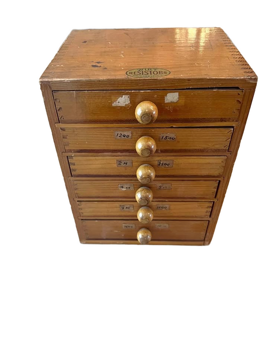 A Rare Vintage Wirt Resistors 6 Drawer Cabinet w/ Dove Tail Joints
