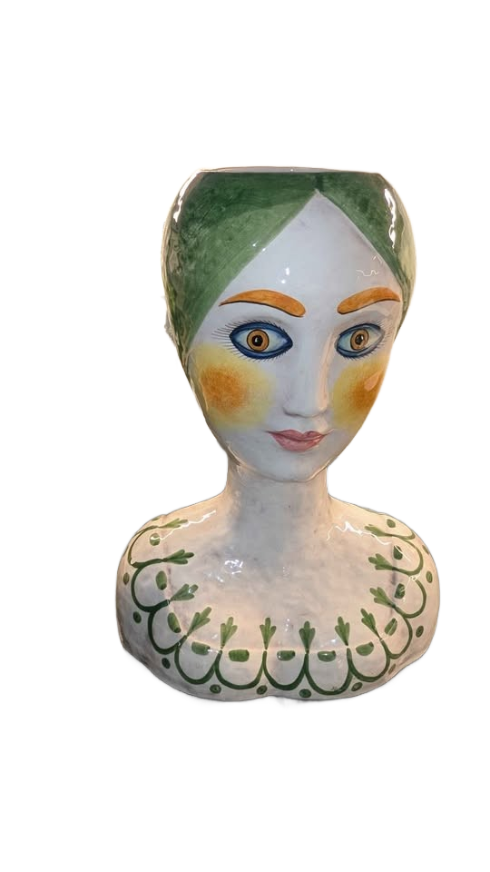 Rare vintage MCM Horchow Italian ceramic bust of a woman vase in pristine condition.