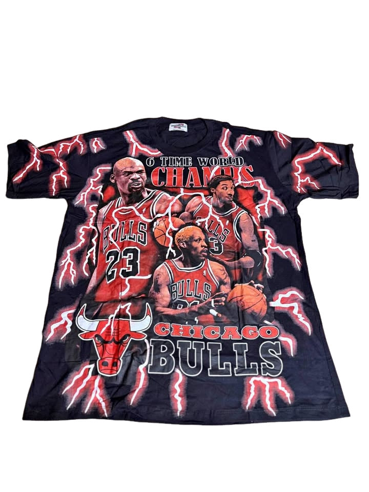 Chicago Bulls Custom Bootleg Screen Printed Shirt Michael Jordan Pippen Size XL