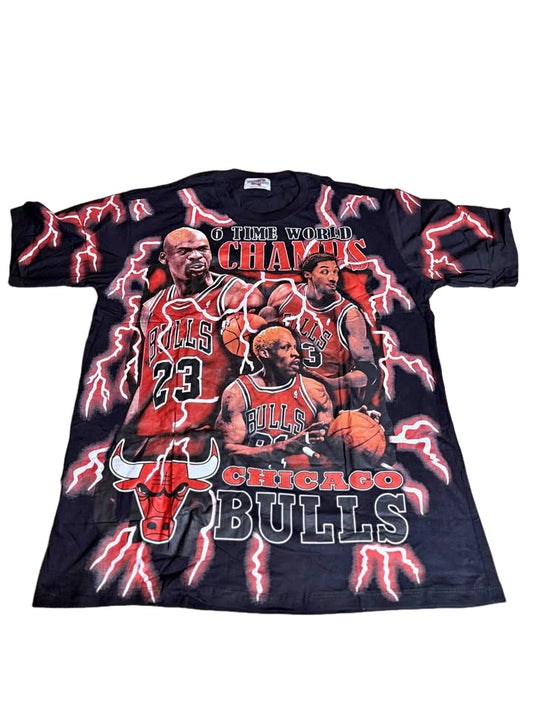 Chicago Bulls Custom Bootleg Screen Printed Shirt Michael Jordan Pippen Size XL