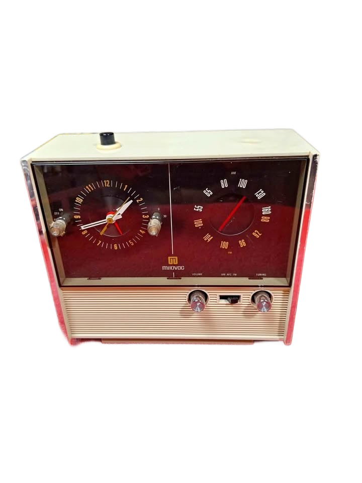 WORKING True VTG Mid-century Modern 1960s Milovac AM/FM Clock Radio MCM