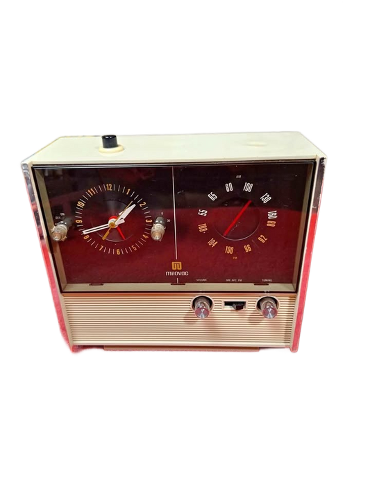 WORKING True VTG Mid-century Modern 1960s Milovac AM/FM Clock Radio MCM