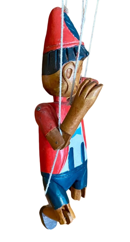 Antique Pinocchio Marionette 14” hand carved and painted original Disney Geppetto vintage