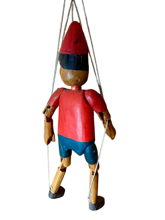 Antique Pinocchio Marionette 14” hand carved and painted original Disney Geppetto vintage