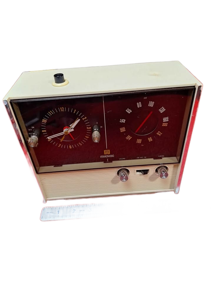 WORKING True VTG Mid-century Modern 1960s Milovac AM/FM Clock Radio MCM