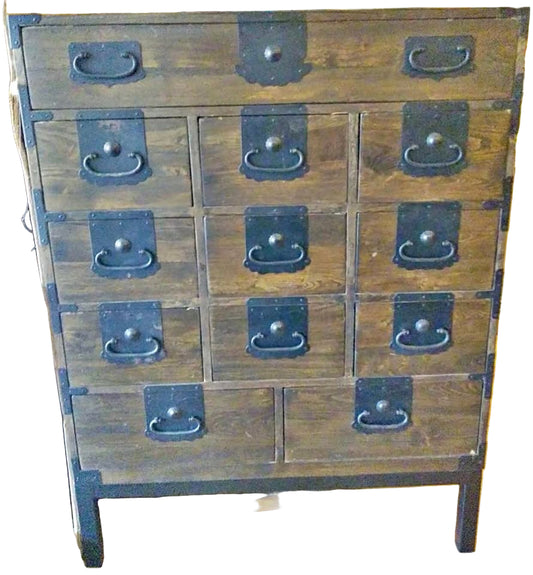 2 Antique Japanese Style Vintage Apothecary Dressers/Cabinets