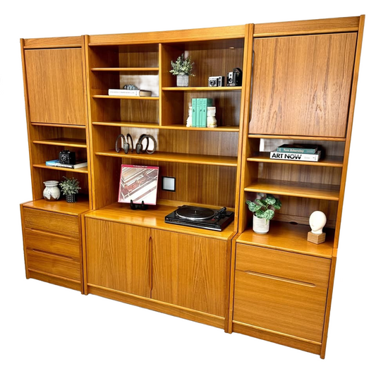 Vintage Teak Three-Piece Wall Unit