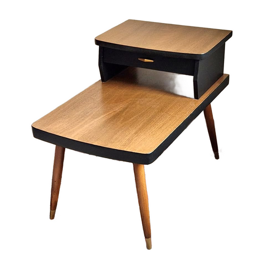 MCM End Table Two-Tier Black Walnut