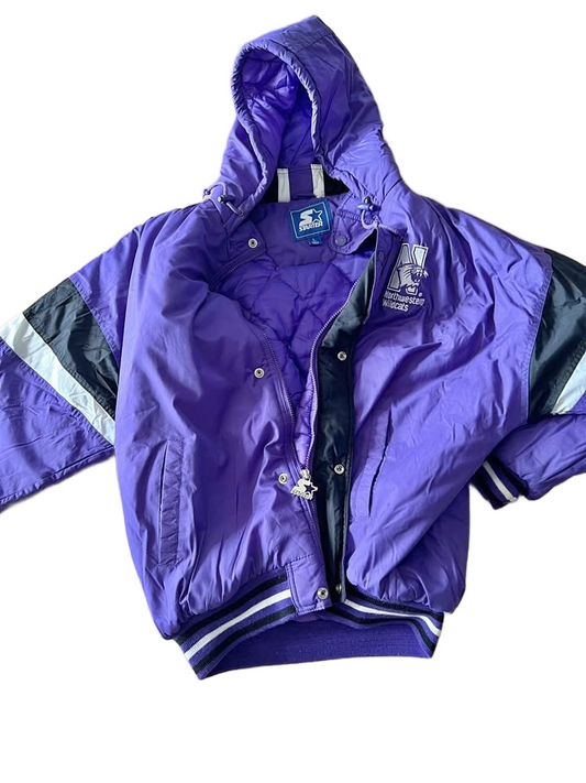 Northwestern Wildcats Vintage Starter Jacket Size Large Hooded