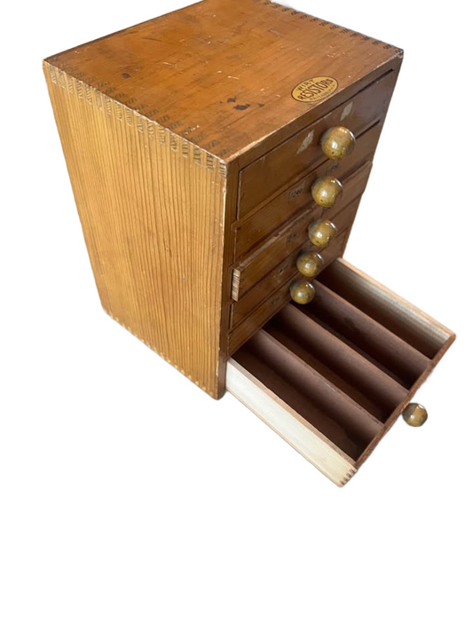 A Rare Vintage Wirt Resistors 6 Drawer Cabinet w/ Dove Tail Joints