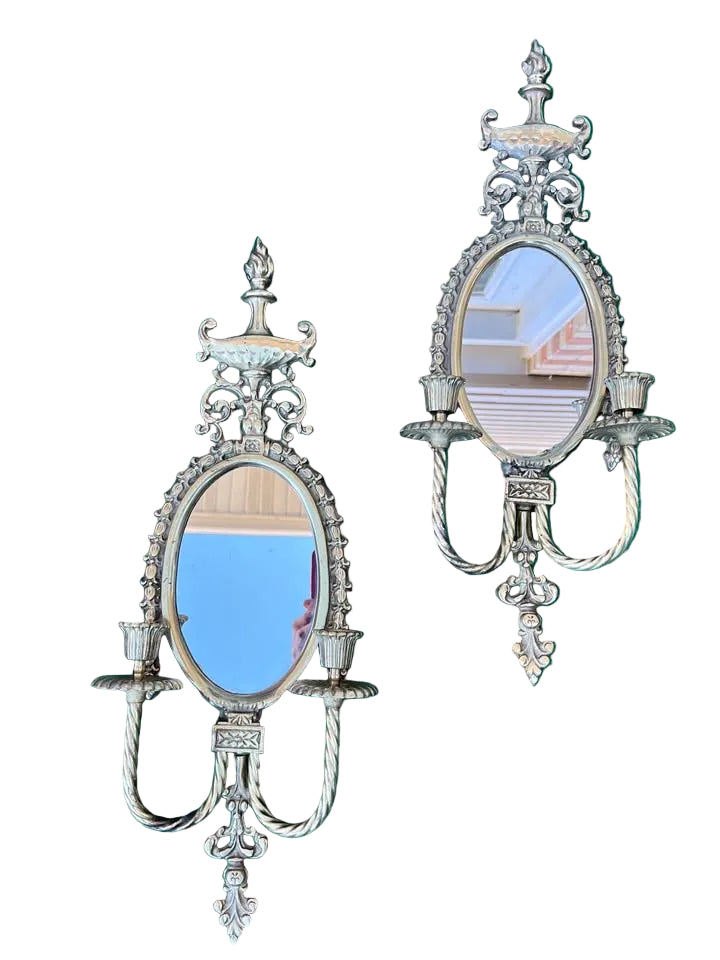 Pair of Elegant 18th Century Mirror Candelabras