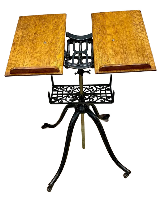 Antique Victorian Dictionary Book Stand Cast Iron Adjustable