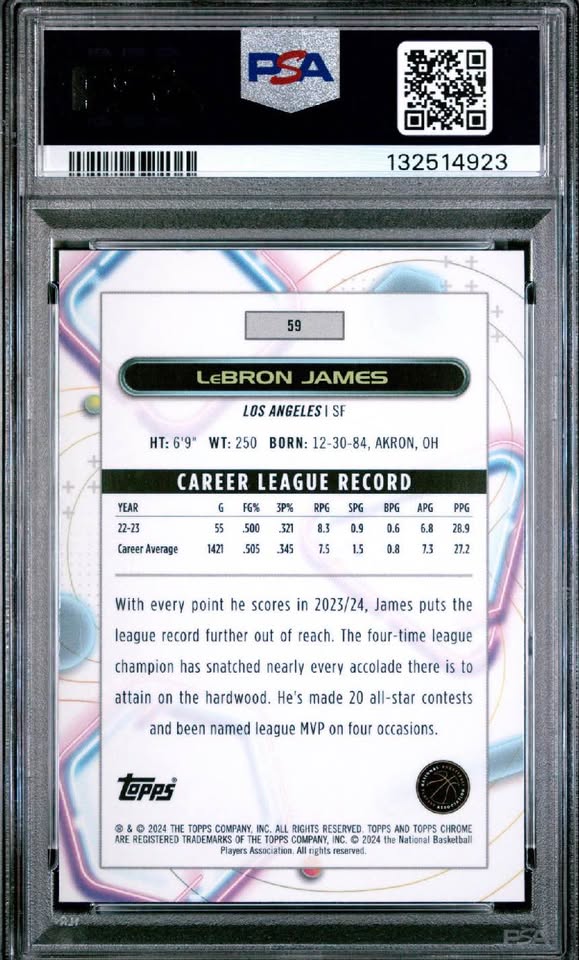 2023-24 Topps Cosmic Chrome LeBron James GEM MINT PSA 10