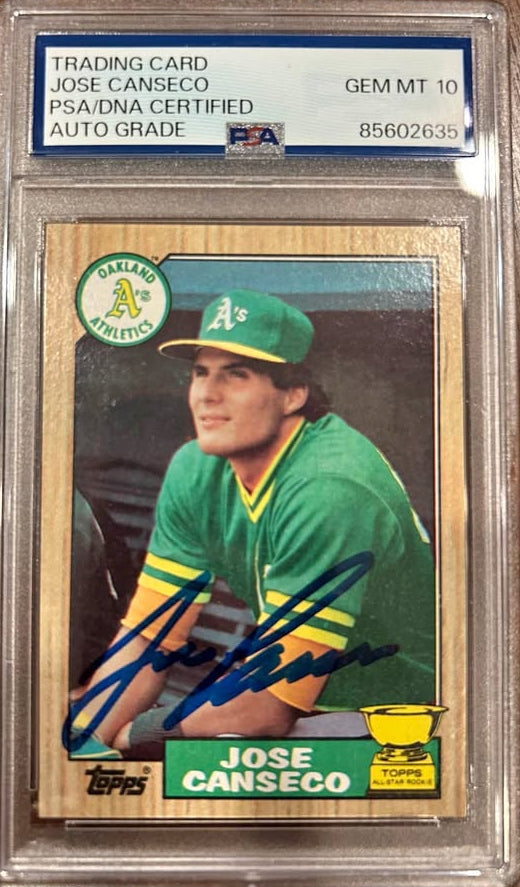 1987 Topps Jose Canseco Autographed PSA 10