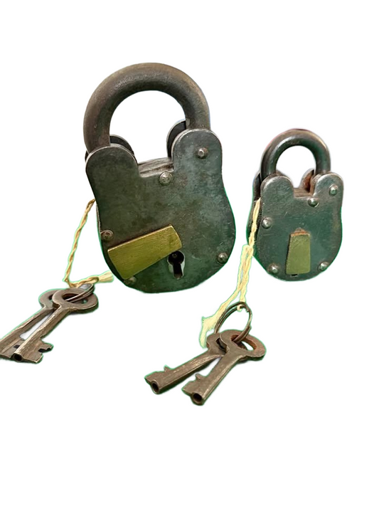 Vintage-Style Heavy Iron Padlocks with Keys (Set of 2)