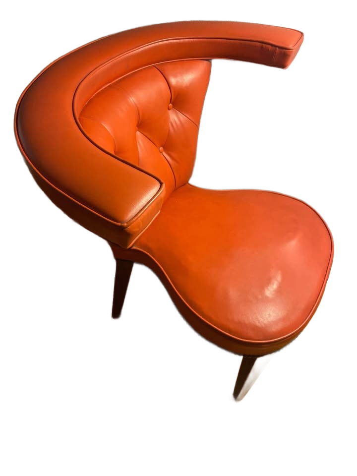 Antique Tufted Leather Mid Century Modern Living Chair