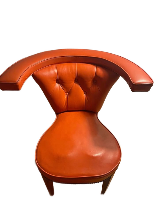 Antique Tufted Leather Mid Century Modern Living Chair