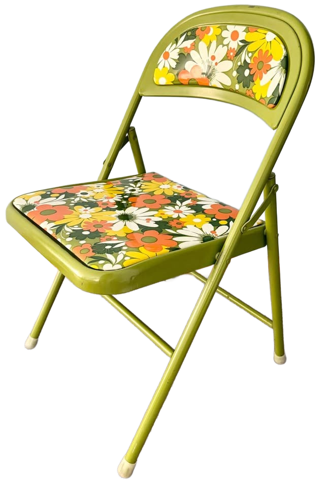 Set of 4 Colorful Flower Power Mod 1970s folding Chairs