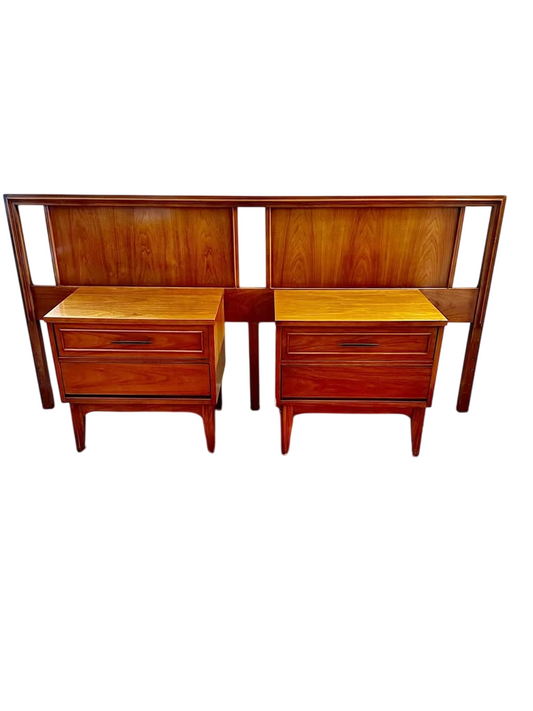 Mid Century Dixie King Headboard And Nightstands