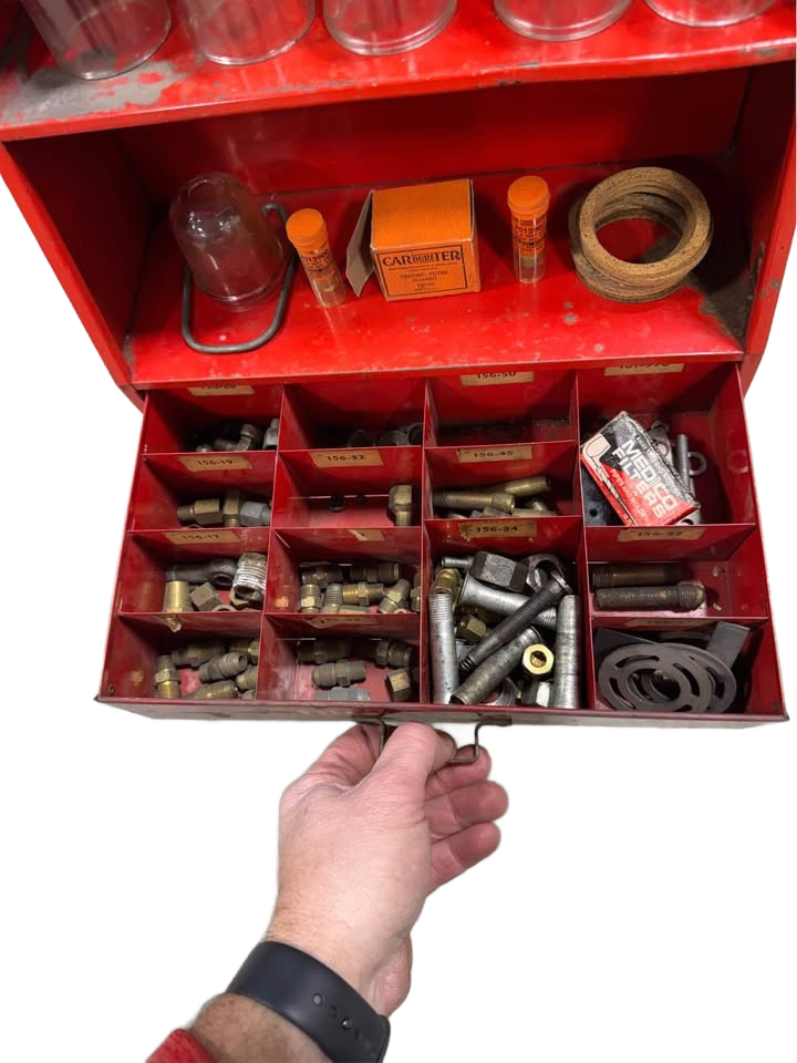 Vintage Carter Carburetor Cabinet Metal Unit 22.5” Tall