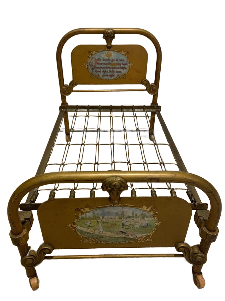 Antique Cast Iron Doll Bed Salesman Sample Chicago Art Bed Co LARGE 26 1/2×20 Late 1800s/Early 1900s