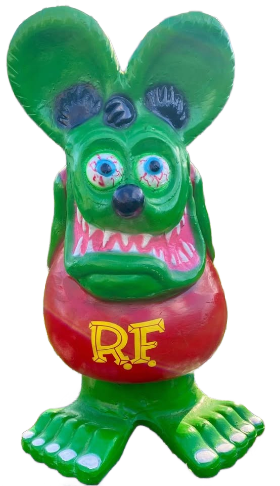 Hand Painted Cement Rat Fink