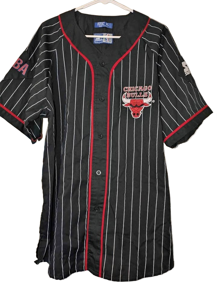 Men's Chicago Bulls vintage 90s baseball style jersey Sz XL