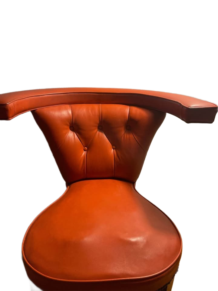 Antique Tufted Leather Mid Century Modern Living Chair