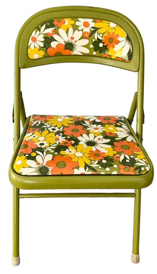 Set of 4 Colorful Flower Power Mod 1970s folding Chairs