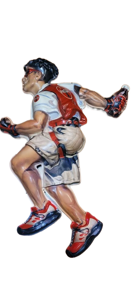 Vintage Coca-Cola 3-D Plastic Mountain Rock Climber Advertising Sign w\ Rope