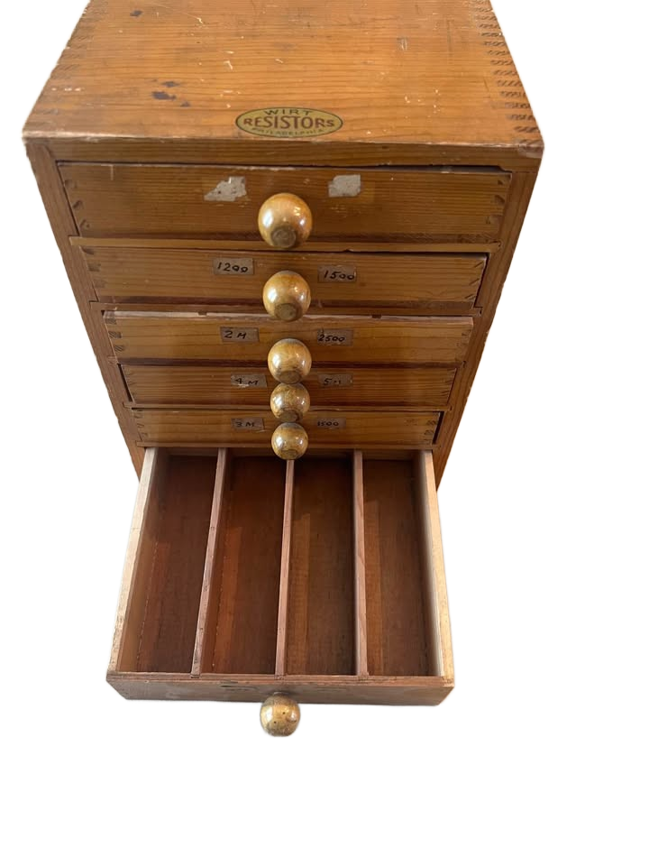 A Rare Vintage Wirt Resistors 6 Drawer Cabinet w/ Dove Tail Joints