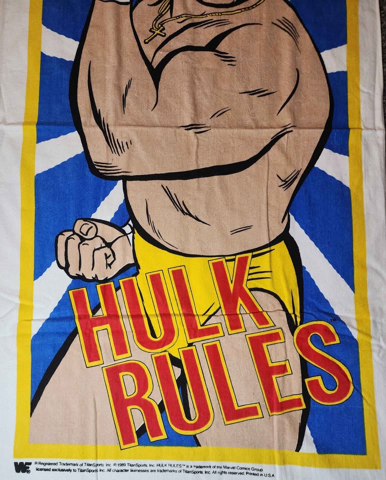 Hulk Hogan RARE Beach Towel WWF WWE WCW NWO Vintage Wrestling