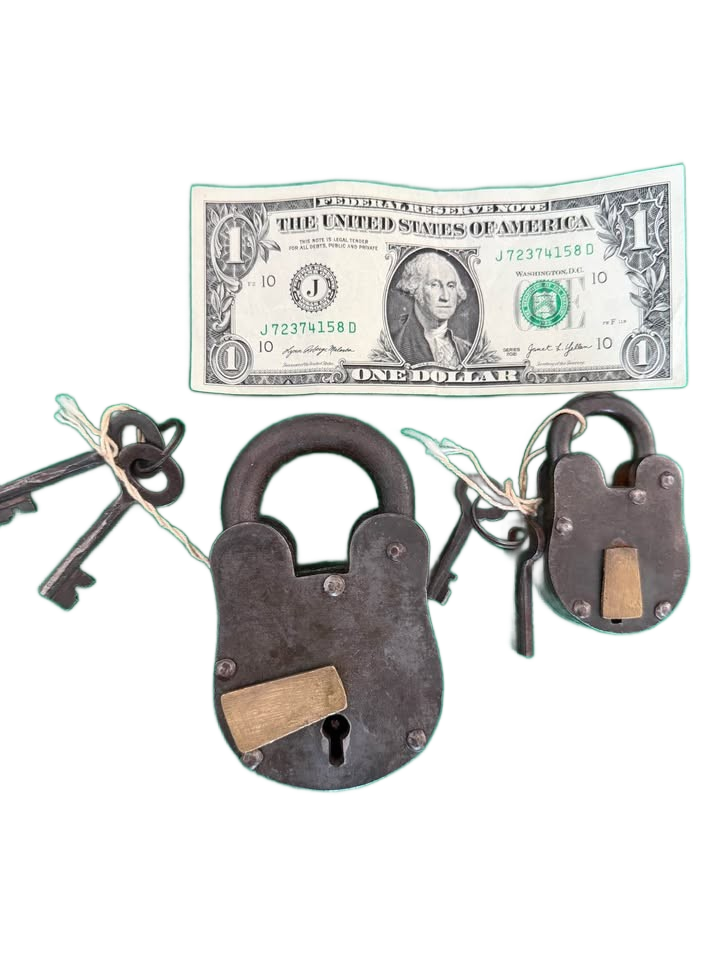 Vintage-Style Heavy Iron Padlocks with Keys (Set of 2)